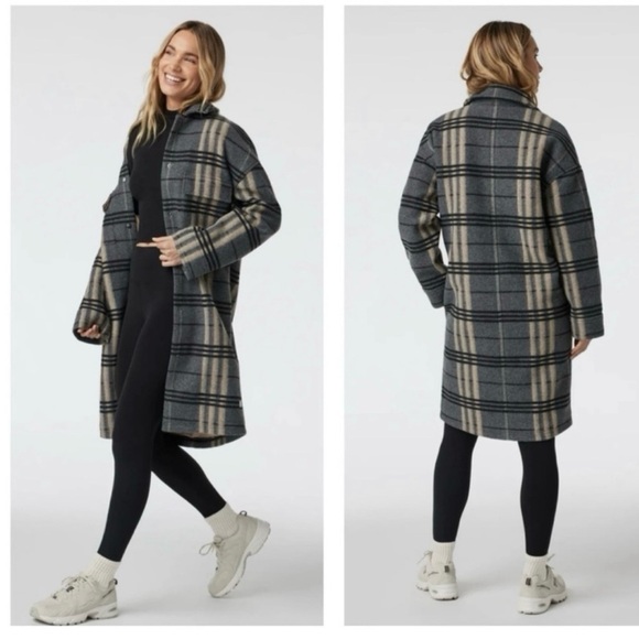 Vuori Jackets & Blazers - Vuori Plaid Coat in Gray and Cream